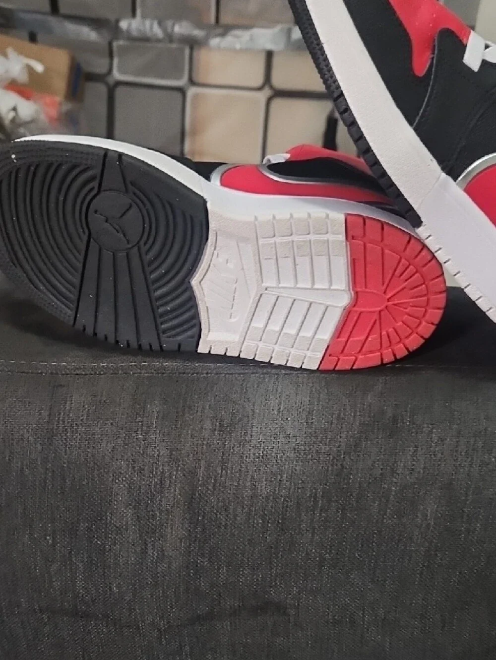 Kids Black & Red High-Top Sneakers with White Accents